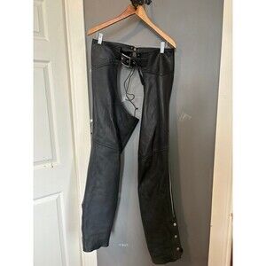Kerr company black leather motorcycle chaps size large L